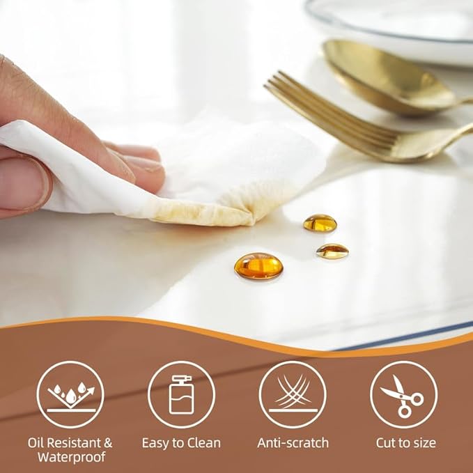 Warmstar Clear Table Cover Protector 12 x 28 Inch,1.5mm Thick Plastic Table Cover Rectangle,PVC Clear Table Protector,Desk Protector Mat for Kitchen, Dresser, Writing Desk，Dining Room Table