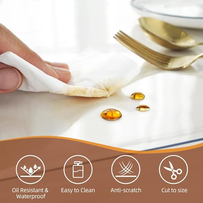Warmstar Clear Table Cover Protector 24 x 96 Inch,1.5mm Thick Plastic Table Cover Rectangle,PVC Clear Table Protector,Desk Protector Mat for Kitchen, Dresser, Writing Desk，Dining Room Table