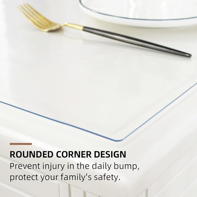Warmstar Clear Table Cover Protector, 48 x 60 Inch, 1.5mm Thick PVC, Rectangular, Desk & Dining Table Protector Mat
