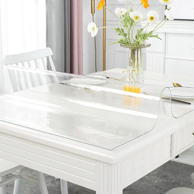 Warmstar Clear Table Cover Protector, 44 x 108 Inch, 1.5mm Thick PVC, Rectangle, Desk & Dining Table Protector Mat