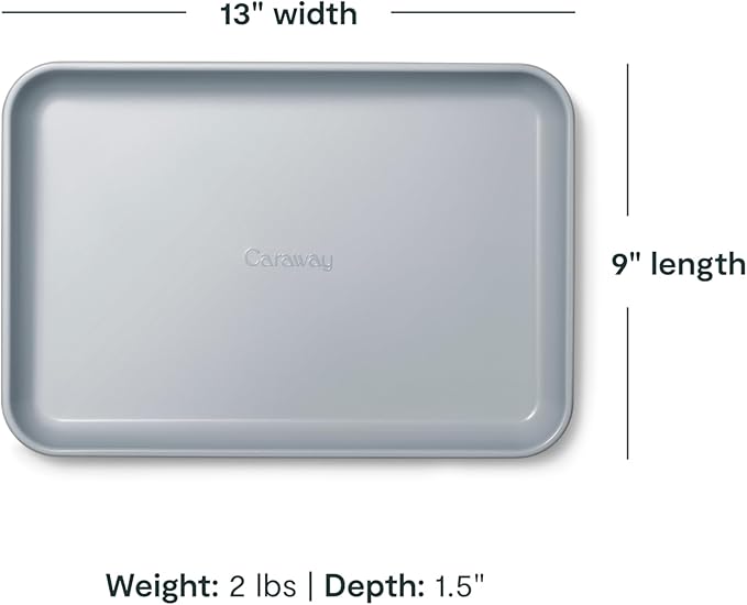Caraway Nonstick Ceramic Small Baking Sheet (9x13”) – Non-Toxic, PTFE & PFOA Free – Oven Safe – Aluminized Steel Core – Mini Sheet Pan for Baking, Roasting & More - Black