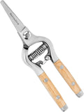 Berry&Bird Straight Pruning Shears with Stainless Steel Blades Garden Hand Pruner 8'' Scissors with Wooden Handle Clippers for Gardening Trimming Cutting Bonsai