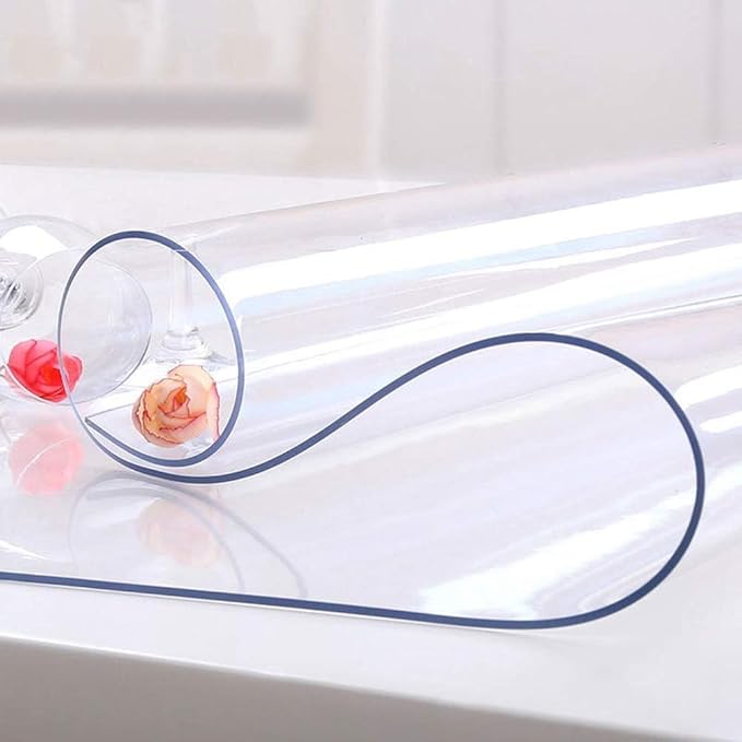 NECAUX Custom 39.4 x 63 Inch Clear Table Cover Protector, 1.5mm Thick Plastic Waterproof Heavy Duty Desk Pad Mat Non-Slip Tablecloth Protector for Coffee Table, Dining Room Table, Conference Table