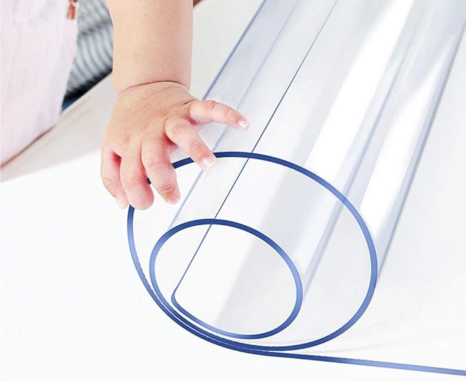 Wadrac Round Clear Table Cover Protector Mat Sofa Side Dining Coffee End Tabletop Protector Plastic Table Pad Vinyl PVC Wipeable Water Resistant Furniture Protective Pad Easy Clean Circle 24 Inch Dia