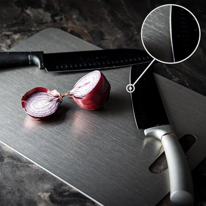 Titanium Cutting Board - 100% Pure Titanium Cutting Boards for Kitchen - Cutting Edge Hygiene & Durability, Home Cooking