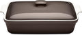 Stoneware Casserole Dish Bakeware Set with Lid, Covered Rectangular Dinnerware, Extra Large 4.23 Quart, 13 by 9 Inch, Oyster