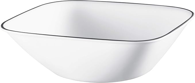 Corelle Vitrelle 18-Piece Service for 6 Dinnerware Set Triple Layer Glass and Chip Resistant, Lightweight Square Plates and Bowls Set, Timber Shadows
