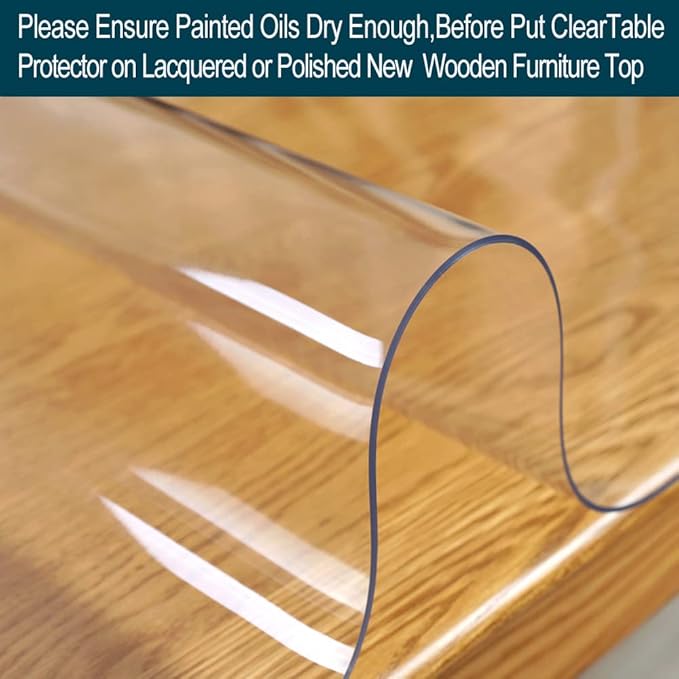 Wadrac Clear Table Protector Plastic Table Cloths PVC Night Stand Table Cover Mat Office Desk Mat Shelf Surface Protection Crystal Children Painting Cover Pad Transprent Rectangular 26x72 inch