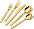 KINGSTONE Gold Silverware Set, 60 Piece Flatware Cutlery Set for 12, 18/10 Stainless Steel Silverware Mirror Polished Dishwasher Safe for Home, Restaurant, Wedding, Party(Gold, 60 pieces for 12)