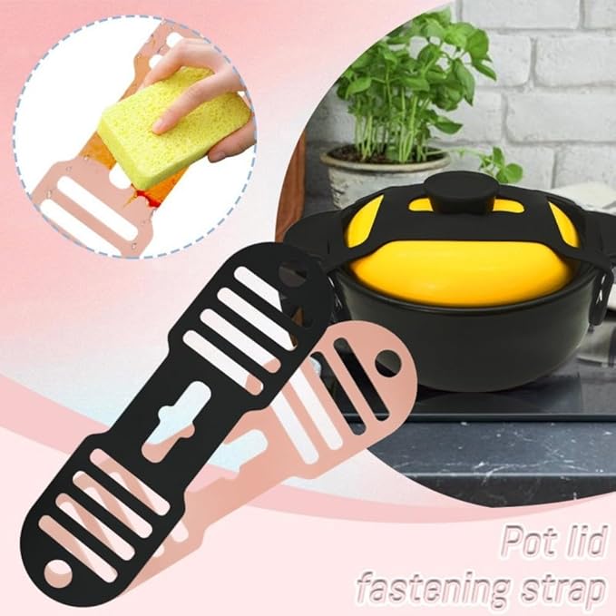 Silicone Lid Lock Strap for Crockpot Slow Cooker (6/7/8 Quart) - Universal Crockpot Lid Holder & Rubber Strap Alternative | Heat-Resistant, No-Spill Design Transport Accessories (Pink)