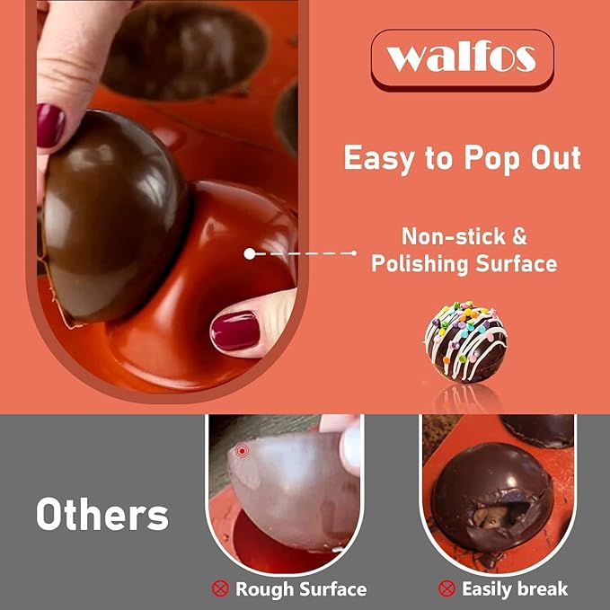Silicone Hot Chocolate Bomb Mold Medium Semi Sphere Mold, 2 Packs Half Sphere Silicone Baking Molds for Making Chocolate, Cake, Jelly, Dome Mousse