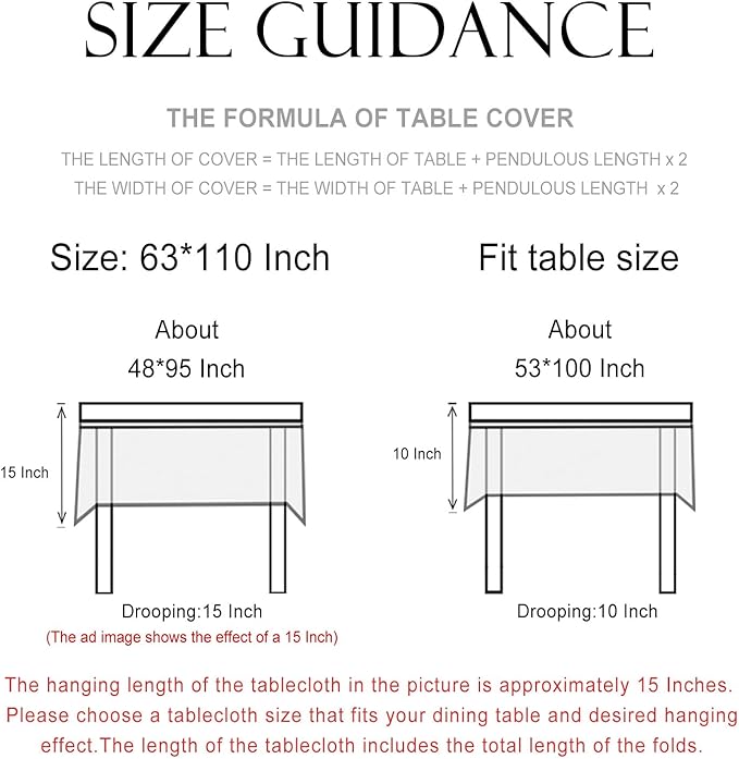 patdrea Designer Linen Extra Long Tablecloth for Rectangle Table,Beige Anti-Wrinkle Durable Floral Farmhouse Table Cloth,Decor Covers for Kitchen Dining,Christmas,Thanksgiving,63"x110"-Fram