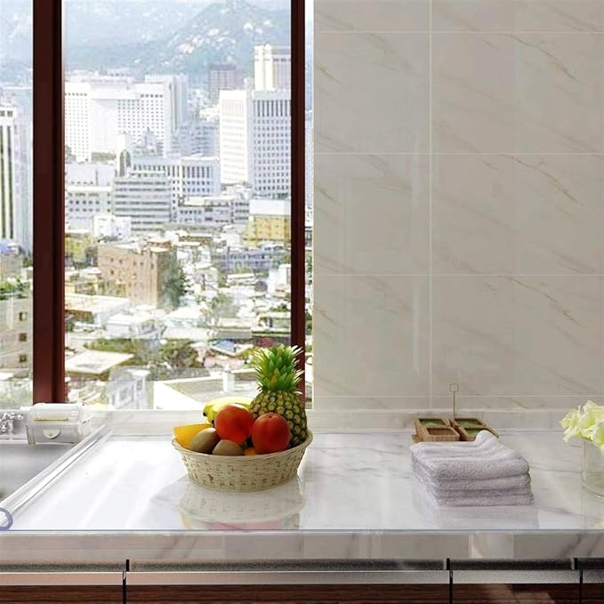 NECAUX Custom 16 x 71 Inch Clear Desk Cover Protector, 1.5mm Thick Water Resistant Plastic Non-Slip Table Pad Table Cover Protector for Coffee Table, Writing Desk, Trainning Table