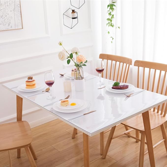 42 x 120 Inch Clear Table Cover Protector, Clear Table Protector for Dining Room Table, 1.5mm Plastic Table Cover, Waterproof Table Pad for Kitchen, Office