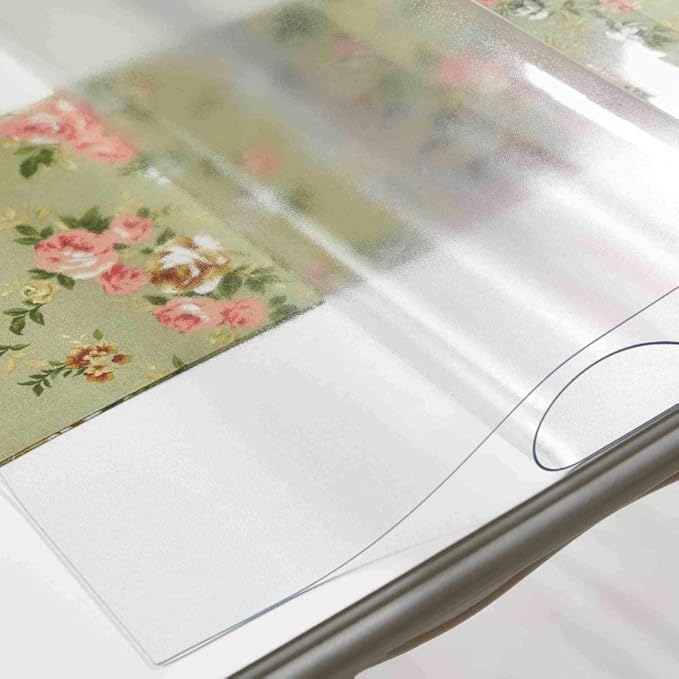 NECAUX 17 x 48 Inch Frosted Table Protector, 1.5mm Thick Plastic Heavy Duty Table Pad Desk Mat Desk Protector for Kids Desk Computer Writing Desk Sofa Table Media Stand Coffee Table Makeup Room Decor