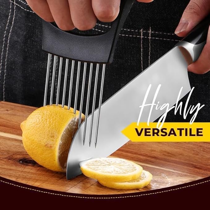 Ultra Onion Slice Holder - Stainless Steel Holder for Slicing Meat, Onion, Potato, Tomato - 3 Pack