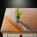 NECAUX Custom 46 x 120 Inch Frosted Table Cover Protector, 1.5mm Thick Wood Grain Transparent Table Pad Non-Slip Tablecloth Plastic Protective Pad for Dining Room Table Conference Table Meeting Table