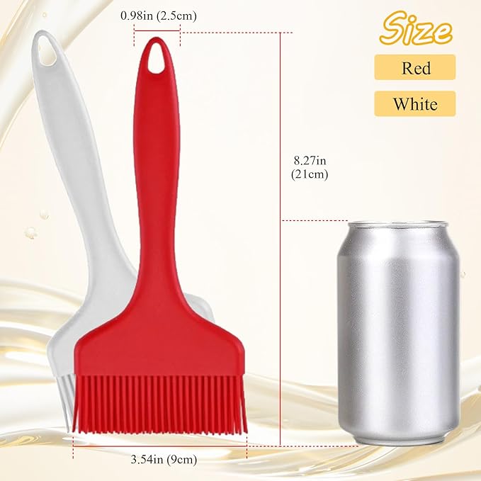 Large Silicone Basting Pastry Brush, Limso 2 PCS Heat Resistant Food Brush, Cooking Brush Suitable for BBQ Grill and Baking, Dishwasher Safe (2 Colors)
