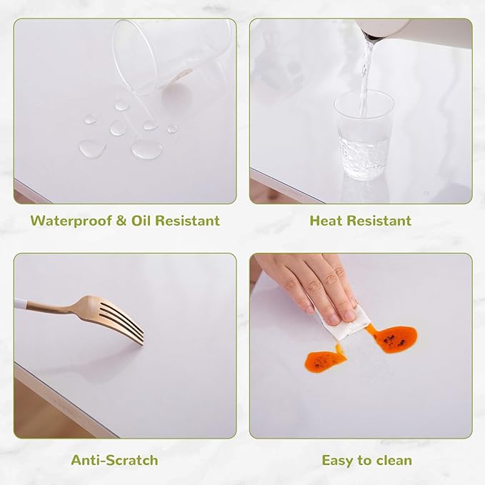 16 x 32 Inch Clear Table Cover Protector, Clear Desk Mat, Clear Table Protector, 1.5mm Thick Plastic Table Cover, Vinyl Table Protector, Clear Desk Pad, Desk Mats on Top of Desks