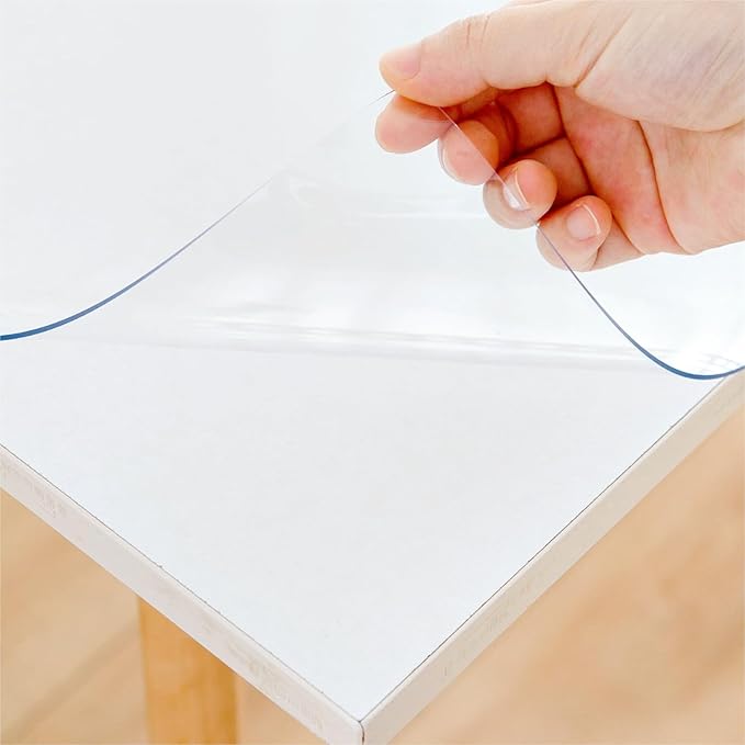 36 x 60 Inch Clear Table Cover Protector, Clear Table Protector for Dining Room, 1.5mm Plastic Table Cover, Waterproof Table Pad for Kitchen, Office