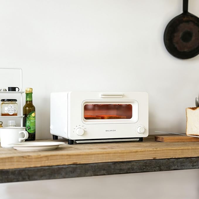 BALMUDA The Toaster | Steam Oven Toaster | 5 Cooking Modes: Sandwich Bread, Artisan Bread, Pizza & Pastry, Oven | Precise Heat Control | Steam Technology | Baking Pan | US Version | White