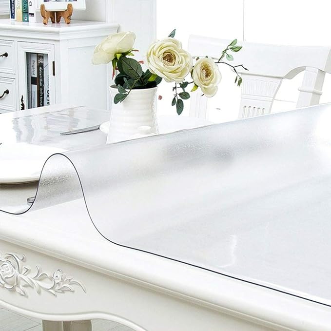 NECAUX 17 x 38 Inch Frosted Table Protector, 1.5mm Thick Plastic Desk Pad, Clear Table Cover Protector