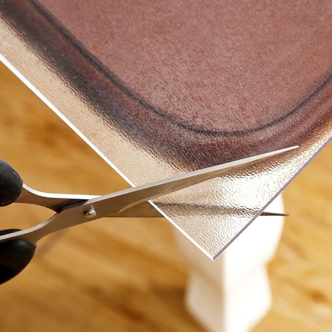 NECAUX Custom 39.4 x 78.7 Inch Frosted Table Cover Protector, 1.5mm Thick Wood Grain Transparent Table Pad Non-Slip Tablecloth Plastic Protective Pad for Dining Room Table, Conference Table