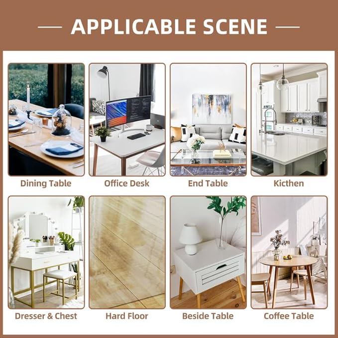 Warmstar Clear Table Cover Protector 42 x 112 Inch,1.5mm Thick Plastic Table Cover Rectangle,PVC Clear Table Protector,Desk Protector Mat for Kitchen, Dresser, Writing Desk，Dining Room Table