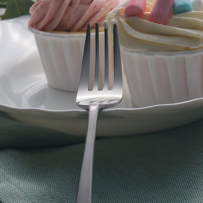 Alata Bailey 20-Piece Forged Stainless Steel Flatware Set Cutlery Set,Service for 4,Matte Satin Finish,Dishwasher Safe…