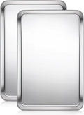 Baking Sheet, Cookie Sheet, Stainless Steel Baking Pan, 2 Piece-17.3''x 12.3'' x 1'', Half Sheet Pan for Oven, Baking Tray for Baking&Roasting, Nonstick&Nontoxic&Easy Clean