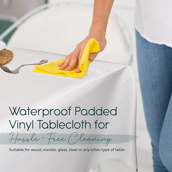 Quality Table Pad Protector, Superior Protection from Spills, Scratches & Heat - Reusable Vinyl Table Cloth with Cushion Flannel Backing (108" L x 54" W)