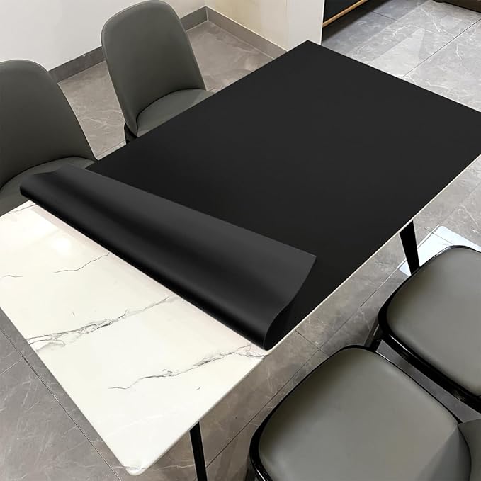 Desk Top Cover - 34x48 Inch Waterproof Easy to Clean Can Conceal Flaws Protector The Table Top from Scratches Used for Dining (Black+Black 34x48)