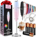 Zulay Kitchen Powerful Milk Frother Wand With 4 AA Duracell Batteries - Ultra Fast Handheld Drink Mixer - Electric Whisk Foam Maker for Coffee, Lattes, Cappuccino, Matcha & Creamer