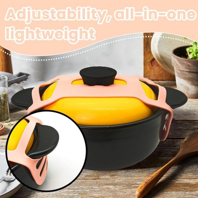 Silicone Lid Lock Strap for Crockpot Slow Cooker (6/7/8 Quart) - Universal Crockpot Lid Holder & Rubber Strap Alternative | Heat-Resistant, No-Spill Design Transport Accessories (Black 2PCS)
