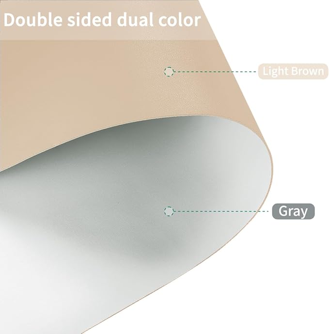 Leather Dresser Cover,1.8mm Thick,14x78 Inch,Dresser Protector Top,Dresser Top Protector,Dresser Cover Top,Dresser Top Cover,Dresser Cover Top for Bedroom.(Light Brown+Gray,14x78)