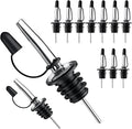 Pafusen 12 Pack Liquor Pour Spout With Dust Caps - Bottle Pourers for Alcohol, Olive Oil - Speed Pourers, Bar Bartender Accessories
