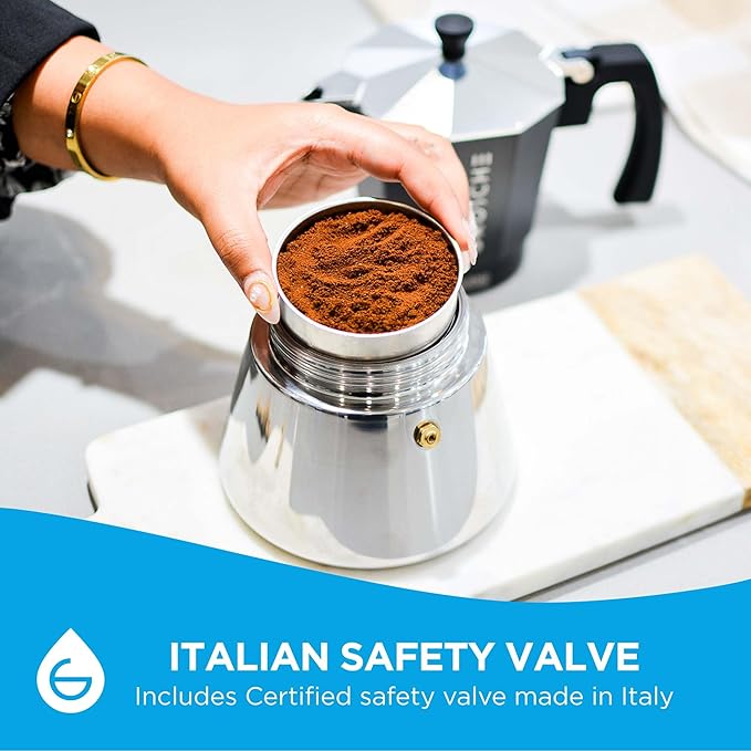 GROSCHE Milano Induction Stovetop Espresso Maker Moka Pot for Greca, Induction, Electric & Gas Stoves, Dishwasher Safe Stovetop Espresso Maker | 3 Espresso Cup, Black