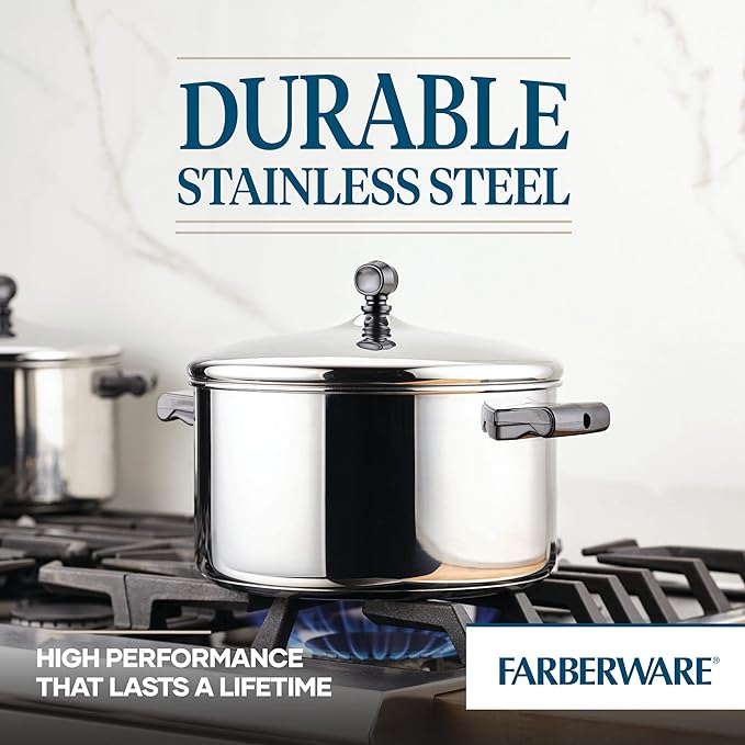Farberware Classic Stainless Steel 6-Quart Stockpot with Lid, Stainless Steel Pot with Lid, Silver (Pack of 3)