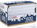 [600 Pack] White Disposable Plastic Soup Spoons - Practical Cutlery for Parties, Lunches, Picnics, and Long Trips - Great for Meals, Desserts, or Appetizers