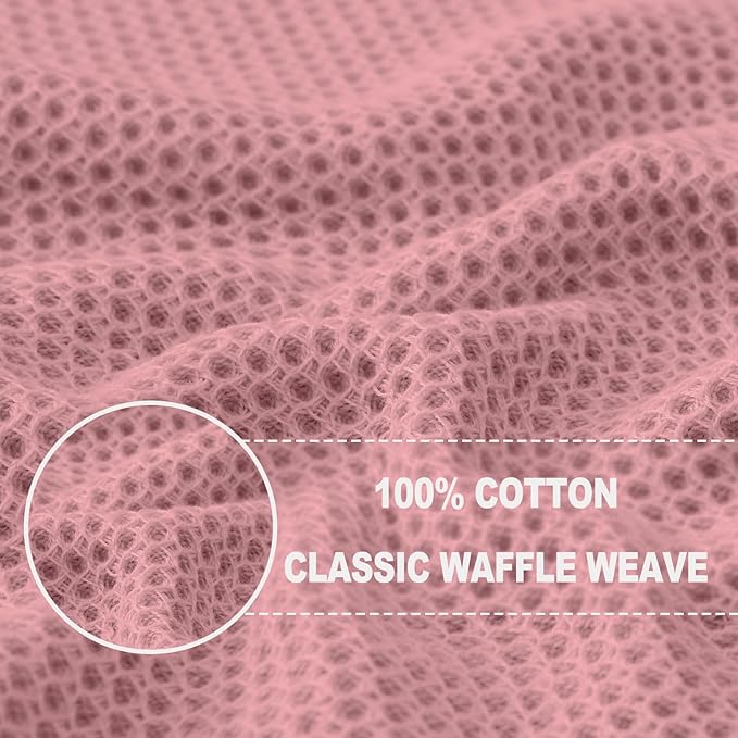 Homaxy 100% Cotton Waffle Weave Kitchen Dish Cloths, Ultra Soft Absorbent Quick Drying Dish Towels, 12 x 12 Inches, 12-Pack, Dried Rose