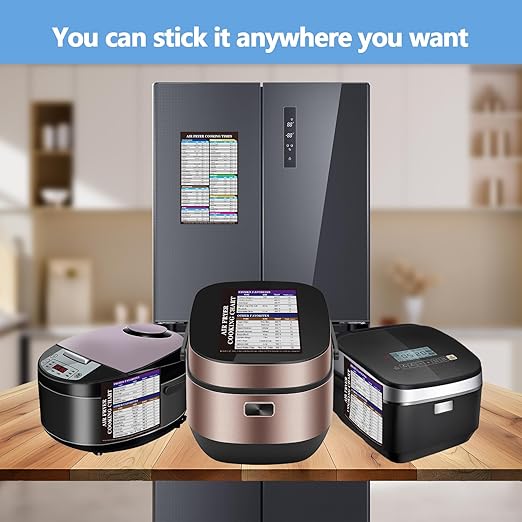 Air Fryer Magnet Cheat Sheet Set, 2PCS Ultimate Air Fryer Accessories Kit with Cooking Times Chart, Strong Magnetic Quick Reference Guide for Ninja, Instant Pot, All Air Fryers.