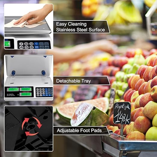 Safstar Electronic Price Computing Scale LCD Digital Commercial Food Meat Weighting Scale 66 Ib Capacity