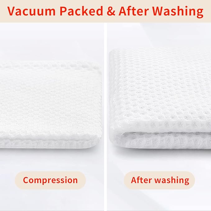 Homaxy 100% Cotton Waffle Weave Kitchen Dish Towels, Ultra Soft Absorbent Quick Drying Cleaning Towel, 13 x 28 Inches, 6-Pack, White