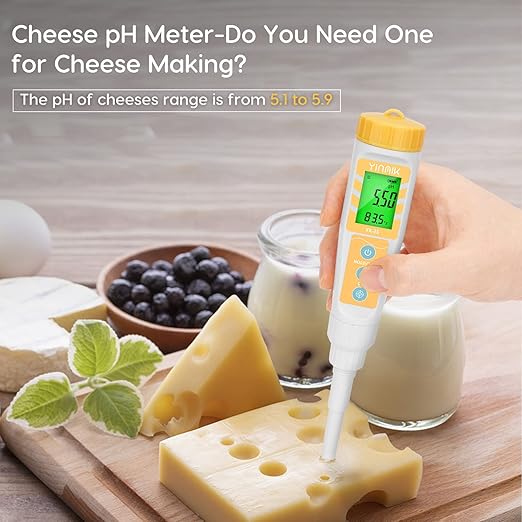 YINMIK Digital pH Meter for Food, pH Probe for Sourdough and Bread Dough, Checking The pH of Fermenting Sausages and Salami, Waterproof pH Tester for Solid and Liquid Soft Soil Sample…