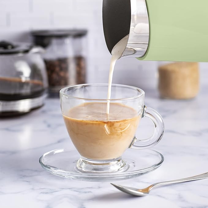 Starument Electric Milk Frother and Steamer - Automatic Foamer & Heater for Coffee, Latte, Cappuccino, Other Creamy Drinks - 4 Settings Cold Foam, Airy, Dense Warm, Green, 8x4x5 inches