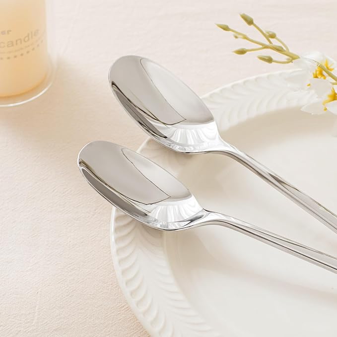 KINGSTONE Dinner Spoon Set, 24-Piece Tablespoons Silverware Spoons, Premium Food Grade Stainless Steel Spoons, Mirror Finish & Dishwasher Safe, Use for Kitchen, Home, Wedding, Party