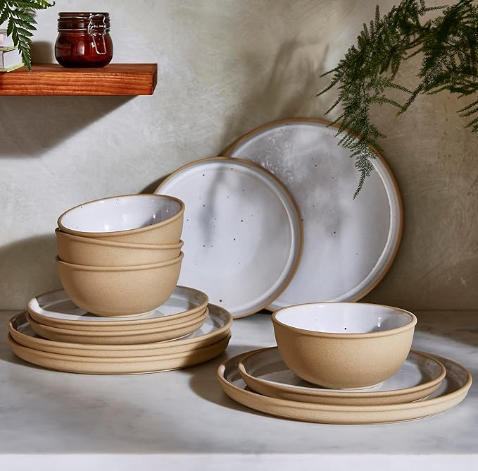 Portmeirion Minerals 10.5" Dinner Plate, Rose Quartz (Set of 4) - Modern Stoneware Plates, Artisan-Crafted with Gentle Curves, Durable for Dining, Microwave & Dishwasher Safe - Made in Portugal