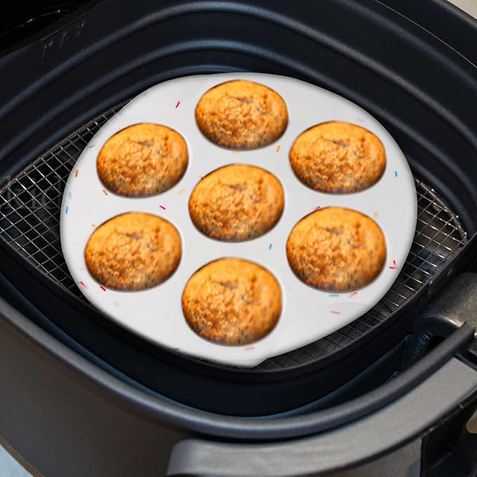 Silicone Egg Bite Molds Air Fryer Muffin Pan for Baking Non-Stick Silicone Egg Molds 7 Cups Air Fryer Cupcake Mold for Mini Muffins, Tart, Mini Cupcake BPA Free