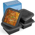 2 Cup Silicone Freezer Trays with Lid 4 Pack Silicone Freezer Molds Soup Containers Make 4 Perfect Soups, Broths, Stews, Sauces, Curries (Black)