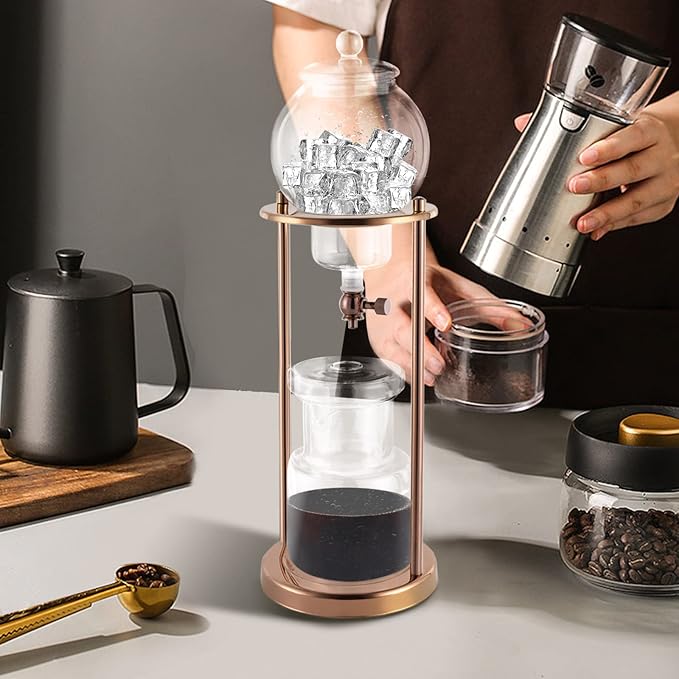 Cold Brew Drip Coffee Maker, 600ml/20.29oz Iced Coffee Brewer Machine Dripper Pot with Measuring Spoon and Stainless Steel Filter for Home Office Coffee Shop
